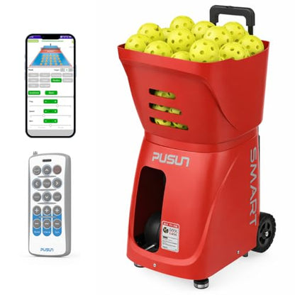 PP-Smart Pickleball Machine with Invertible Hopper | 80+ Ball Capacity, Lightweight 32.6 lb Portable Design, Smart App Control, 28 Landing Points, 10 Drills & ±6 Spin for Mobile Players - color: Red