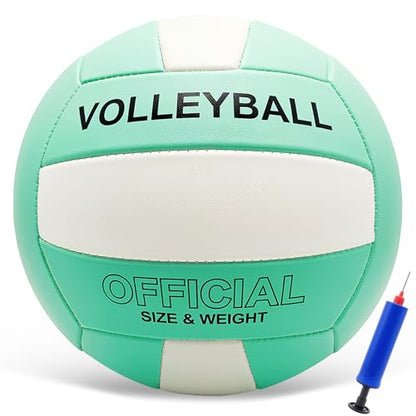 Volleyball Official Size 5 Volleyball for Indoor Outdoor, Soft Touch Volleyballs for Adults Beach Play Pool Game Gym Training Play, Durable Design, with Ball Pump