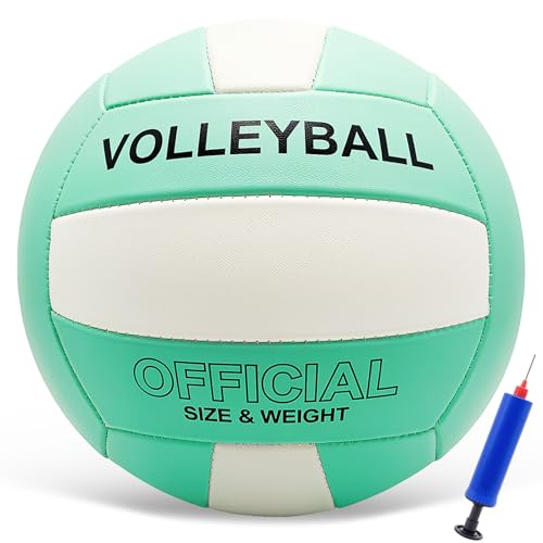 Volleyball Official Size 5 Volleyball for Indoor Outdoor, Soft Touch Volleyballs for Adults Beach Play Pool Game Gym Training Play, Durable Design, with Ball Pump