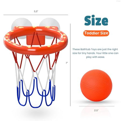 Bath Toys – Bathtub Basketball Hoop for Toddler | Bath Toys for Kids with 4 Mold-Free Balls and Strong Suction Cups Basketball Hoop | Toddler Shower Toys and Fun Bathtub Toys for Boys and Girls