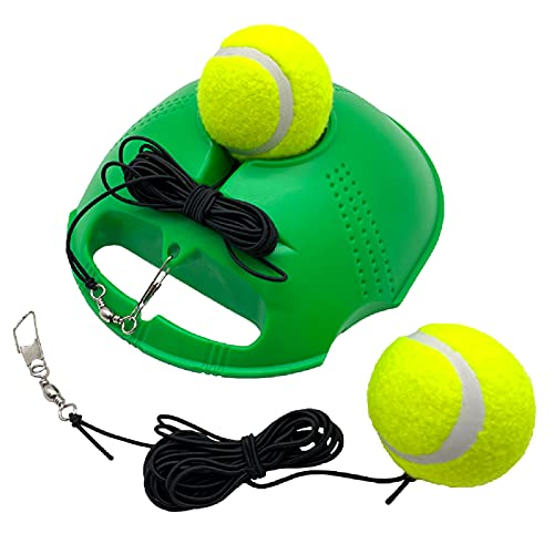 Tennis Trainer Rebound Baseboard Self Training Equipment Rebounder with 2 String Tennis Balls - color: Green