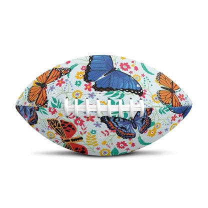 SYtrade Recreational Football Game Footballs PU Composite Leather Footballs for Training Indoor Outdoor - color: Butterfly Flower Blue