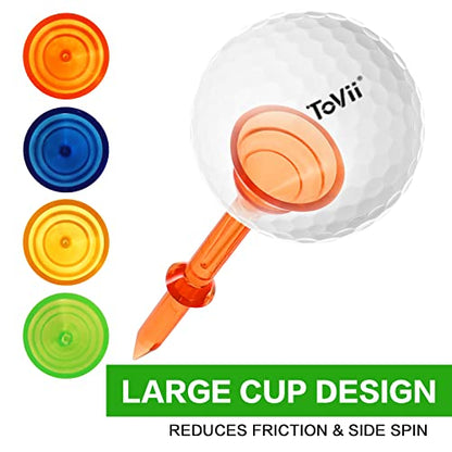 3-1/4" Big Cup Plastic Golf Tees 40 Pack｜Excellent Durability and Stability Tees |Golf Plastic Tees Reduced Friction & Side Spin - color: Blue+Orange(3-1/4")