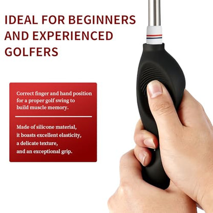 Golf Grip Trainer, Silicone Full-Cover Swing Training Aid, Corrects Grip Posture & Builds Muscle Memory, Adjustable for All Clubs, Right-Handed Golfers