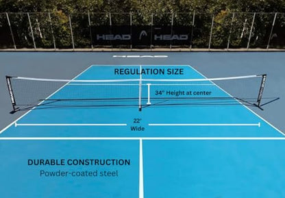 HEAD Portable Pickleball Net System - Official Size, Quick Setup & Carry Bag - Durable & Lightweight Black Net for Indoor/Outdoor Play