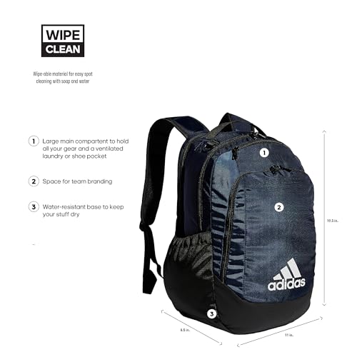 adidas Defender Sports Backpack with Shoe Compartment, Soccer Bag - color: Team Navy Blue