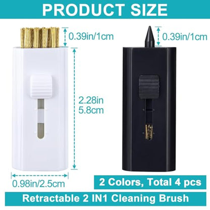 PAGOW 4 Pack Retractable Golf Club Cleaner Brush, Portable Double-Sided Golf Club Brush Groove Cleaner-Multicolor - color: Black+White