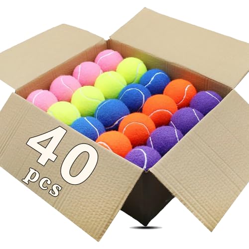 Tennis Balls,8/18/40/90 Pack Training Tennis Balls Practice Balls with Mesh Bag for Easy Transport, Pet Dog Playing Balls, fit for Beginner Training Ball - color: Multi-Color, size: 40 Pack