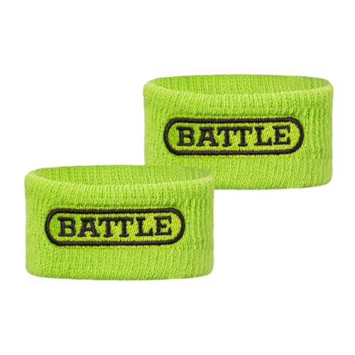 Battle Sports Thick Football Armbands- Wrist Bands for Football, High-Performance Bands with Ultra-Soft Material to Wick Away Sweat and Keep Hands Dry- Includes 2 Wrist Bands - color: Neon Green