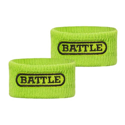Battle Sports Thick Football Armbands- Wrist Bands for Football, High-Performance Bands with Ultra-Soft Material to Wick Away Sweat and Keep Hands Dry- Includes 2 Wrist Bands - color: Neon Green