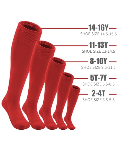 QBK Toddler Baseball Socks And Belt Youth Softball Tee Ball Combo Set for Boy Girl (2 Pairs of Socks & 1 Belt) - color: Red, size: 11-13 Years