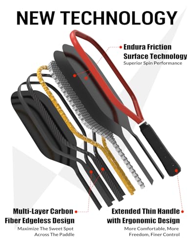 Warping Point Pickleball Paddle, Carbon Fiber Paddle with Endura Friction Surface, Polymer Honeycomb Core, Design for Ultimate Spin & Power, Large Sweet Spot & Contro, USAP Approved