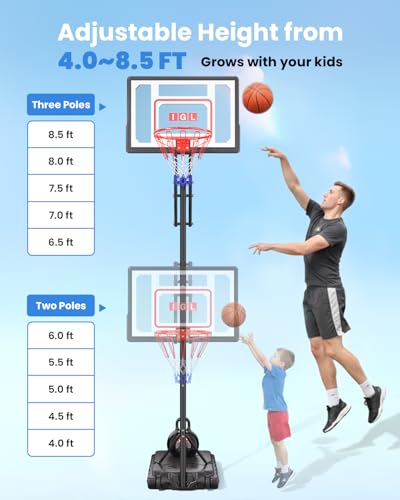 IGL Kids Basketball Hoop Outdoor Adjustable, 33 Inch Portable Basketball Goal with PC Backboard, Fillable Base & 40 lb Weight Ball for Backyard & Driveway - color: Red-Pro