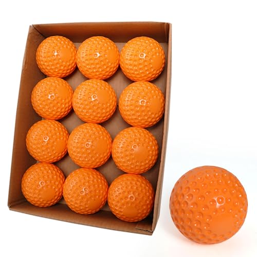 GKK 12 Pack Pitching Machine Soft Balls,9-Inch 1.75OZ Pitching Machine Soft Balls for Hand-Eye Coordination, Hitting and Fielding Practice(Orange)