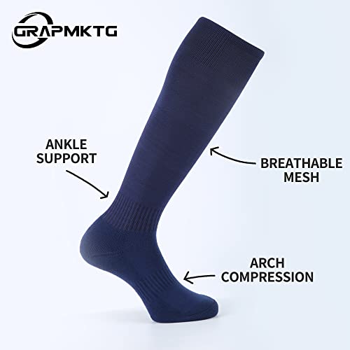 GRAPMKTG 3 Pack Softball Soccer Socks Baseball Football Socks for Youth Men and Women - color: Navy Blue, size: Small