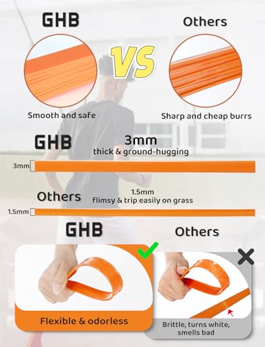GHB Agility Ladder,Football Training Equipment Set,4 Agility Hurdles, 20 feet12 Rungs Speed Ladder,12 Disc Cones,Resistance Parachute, Jump Rope, 5 Resistance Bands - color: Orange