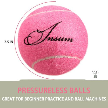 INSUM Bulk Tennis Balls for Beginner – 12 Pack High Elasticity Practice Tennis Balls with Mesh Bag, Suit for Pet Dog Training, Fetching - color: Pink