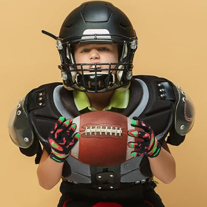 AIGEVTURE Youth Football Gloves Kids Receiver Gloves Sticky Football Gloves for Boys Girls - color: Black and Red, size: Youth M