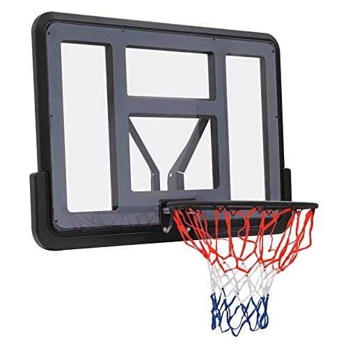 Basketball Backboard and Rim Combo, Indoor Outdoor Pole Mount Basket Ball Hoop with Adjustable Basket Ball Goal PET Backboard, Wall Mounted Basketball Rack & Mounting Bracket Hoop,Over-The-Door Hoops