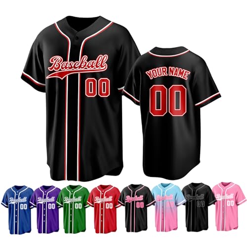 Custom Baseball Jersey Personalized Stitched Family Team Name Number Shirts Uniforms for Women Men Youth Kids - color: Black-14