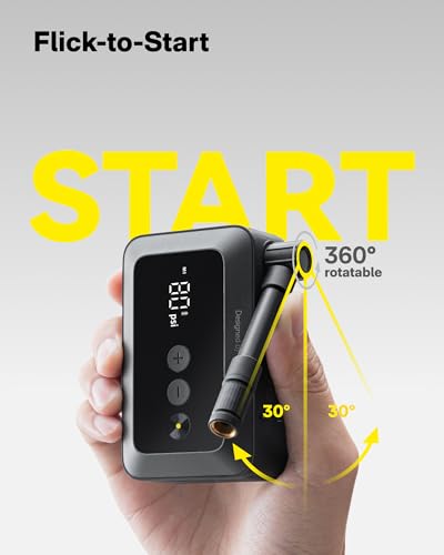 HOTO Mini Bike Tire Pump, 25s Fast Inflate Bicycle Pump with Guage, 150PSI Portable Electric Bike Air Pump with Presta and Schrader Valve for Road Bike, Motorcycle, Mountain Bike, BMX, Sports Ball