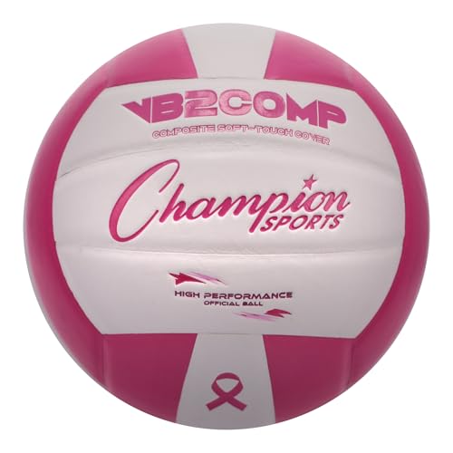 Champion Sports VB Official Composite Synthetic Leather Game Volleyball - Multiple Colors - color: Pink/White