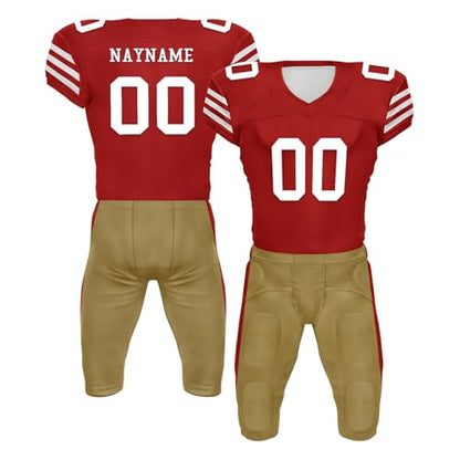 Youth Football Practice Jersey, Custom Blank Kids Practice Football Uniform Sportswear for Boys Training Games - color: Red Gold White