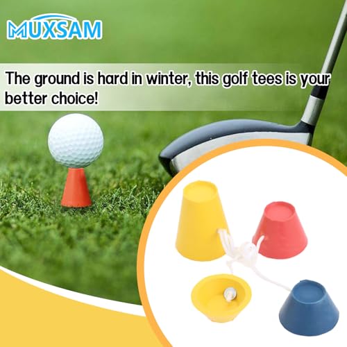 Winter Golf Tees, Durable Rubber Golf Tees with 4 Different Heights 38mm 22mm 18mm 12mm for Frosty Days Hard Ground Home Driving Range Mat Training Practice Kits