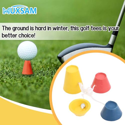 Winter Golf Tees, Durable Rubber Golf Tees with 4 Different Heights 38mm 22mm 18mm 12mm for Frosty Days Hard Ground Home Driving Range Mat Training Practice Kits