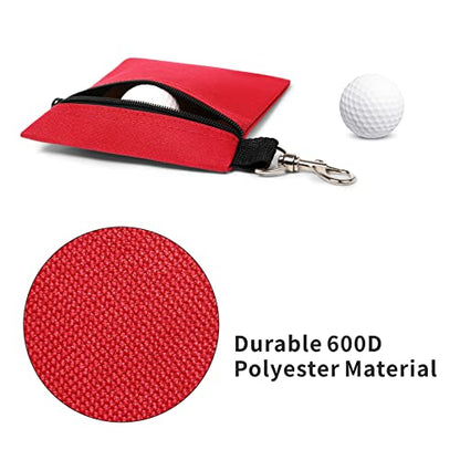 Golf Tee Pouch, 5.62 X 6.87 Inch Professional Zipper Golf Tee/Ball Pouch Bag with Metal Lobster Claw Clip - color: RED