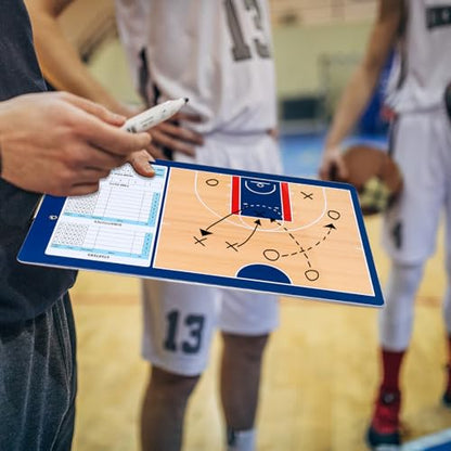 Basketball Dry Erase Coaches Clipboard，Waterproof Basketball Clipboard for Coaches Double-Sided Basketball White Board for Coaches Writable and Erasable Basketball Dry Erase Board for Coaches （Blue）