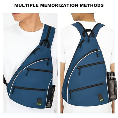 Goloni Pickleball Bag for Women Men, Convertible Pickleball Backpack Sling Bag with Fence Hook, Waterproof Polyester Paddle Bag with Multiple Compartments - color: Blue