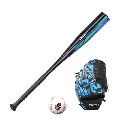 Ortiz34 Youth T-Ball Set, 25” Signature Aluminum T-Ball Bat with -10 Drop, Foam Core T-Ball, 9” Lightweight Youth Glove, Vibrant Graffiti Print