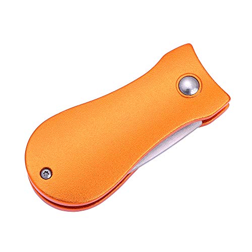 Mile High Life Golf Divot Repair Tool, All Metal Foldable Divot Tool with Pop-up Button & Magnetic Ball Marker - color: Orange Bone