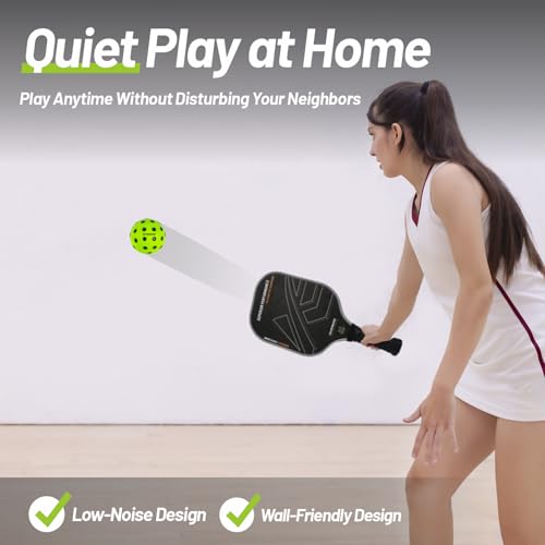 Silent Pickleball Balls - Quiet Practice for Indoor & Outdoor | Pro Foam, 40 Holes | Real Feel Like Traditional Pickleballs | USAPA Standard Bounce | 4-Pack + Bonus Mesh Bag - color: Green (Black Dots)