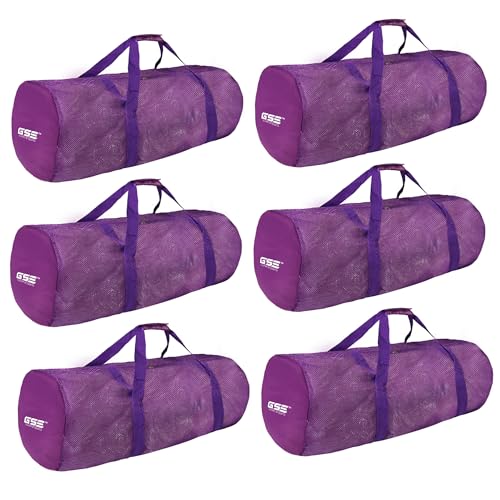Purple Heavy-Duty Large Mesh Sports Duffle Bag, Dry Bag, Diving Equipment Scuba Bag with Zipper. Great for Gym Workout, Sport Balls Storage, Scuba Gear, Snorkeling, Water Sports and Travel - color: Purple, style: 6-pack