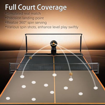 Table Tennis Robot, PUSUN Ping Pong Machine with Ball Recycling Facility, AI Voice Control, Built-in Preset Training Drills,EAL-time Spin/Speed/Landing Point Adjustment,Easy to Install