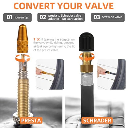 Bicycle Presta Schrader Valve Adaptor Tools, 25PCS Brass Bike Pump Adaptters,Ball Pump Needle, Balloon Inflatable Toys Nozzle Inflator Adapter, Air Pump Accessories for Standard Pump or Air Compressor