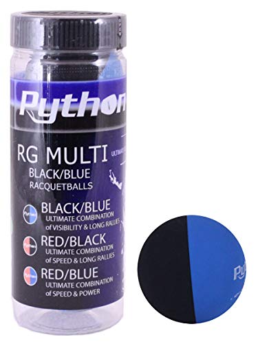 Python 3 Ball Can RG Multi Colored Racquetballs (Endorsed by Racquetball Legend Ruben Gonzalez!) (Red/Blue, Red/Black, Black/Bue Colors Available) - color: Black/Blue, size: 1-Pack