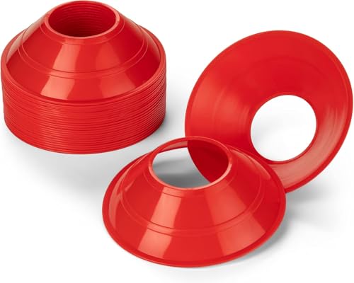 Mini Soccer Cones for Training, Football, Sports, Field Cone Markers Outdoor Games (Pack of 20) - color: Red