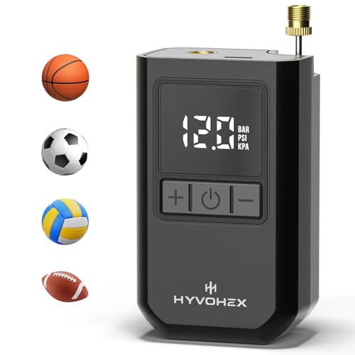 Ball Pump for Sports Balls, Portable Electric Basketball Pump Ultra Fast Inflation, with Digital LED Display Air Pump for Balls, Preset Pressure with Ball Needle for Soccer, Volleyball - color: Black