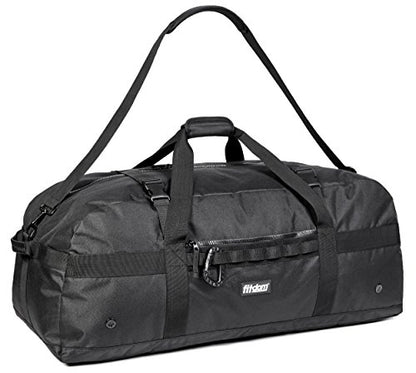 Fitdom 132L 36" Heavy Duty Extra Large Sports Gym Equipment Travel Duffel Bag W/Adjustable Shoulder & Compression Straps. Perfect for Soccer Baseball Basketball Hockey Football Team Coaches & More - color: Black