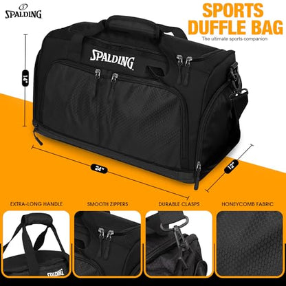 Spalding Gym Bag for Men & Women Duffle Bag with Wet & Shoe Compartment - 55L Capacity Large Workout Bags for Travel, Sports