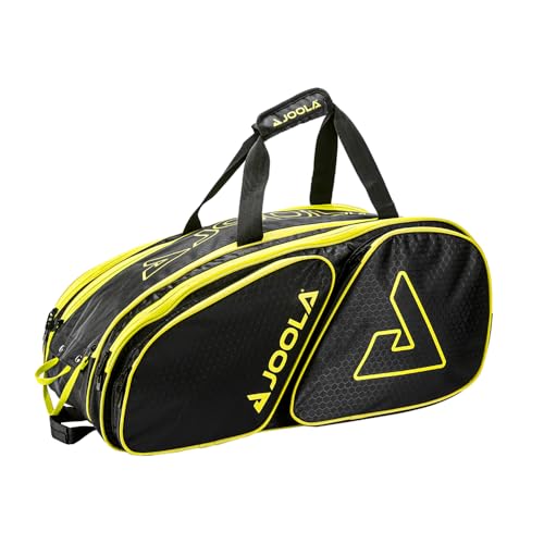 JOOLA Tour Elite Pro Pickleball Bag – Backpack & Duffle Bag for Paddles & Pickleball Accessories – Thermal Insulated Pockets Hold 4+ Paddles - Includes Fence Hook - color: Black/Yellow