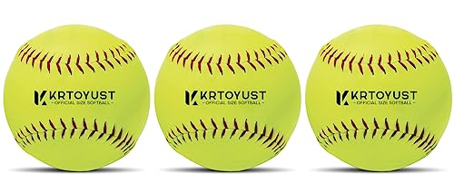 KRTOYUST® Softball Ball,11" & 12" Official Size Softballs Great for Practice Training - Comply with Official Size and Weight Standard - size: 12", style: 3 Softballs