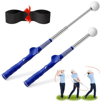 Retractable Golf Swing Training Aid, Right-Handed Golf Swing Trainer with Click Feedback, Tempo Stick Golf to Improve Strength & Tempo with Arm Band, Ideal for Beginners, Indoor & Outdoor Use