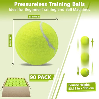 Tennis Balls,8/18/40/90 Pack Training Tennis Balls Practice Balls with Mesh Bag for Easy Transport, Pet Dog Playing Balls, fit for Beginner Training Ball