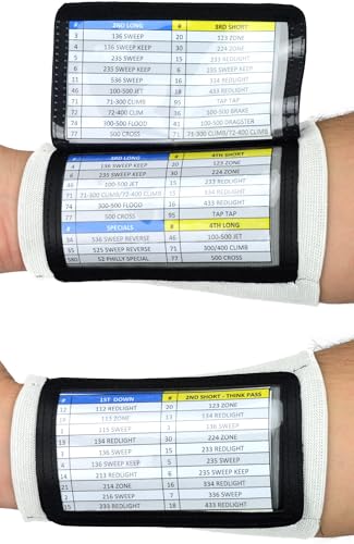 Sports Unlimited Adult Triple Wrist Coach, Football Wristbands for Plays, Baseball Wristbands, QB Arm Bands - color: White, size: Single