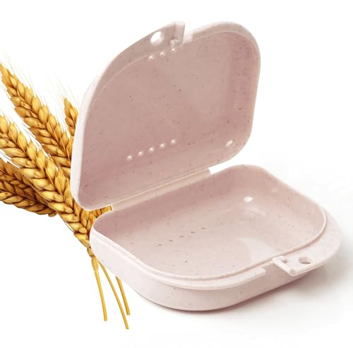 LA MIERE 1 Pcs Wheat Straw Box Retainer Case with Vent Holes, Mouth Guard Case Denture Case, Tortilla - color: Tortilla