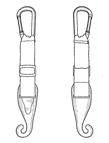 A Pair of Patented CJ Fence Hooks for Bat Bags, Tennis Bags, Water Bottles and Camping